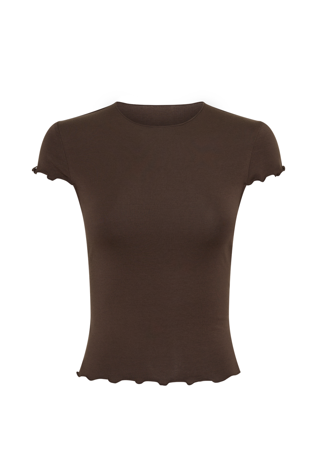 Anfie High Neck Top With Piping Detail - Dark Chocolate