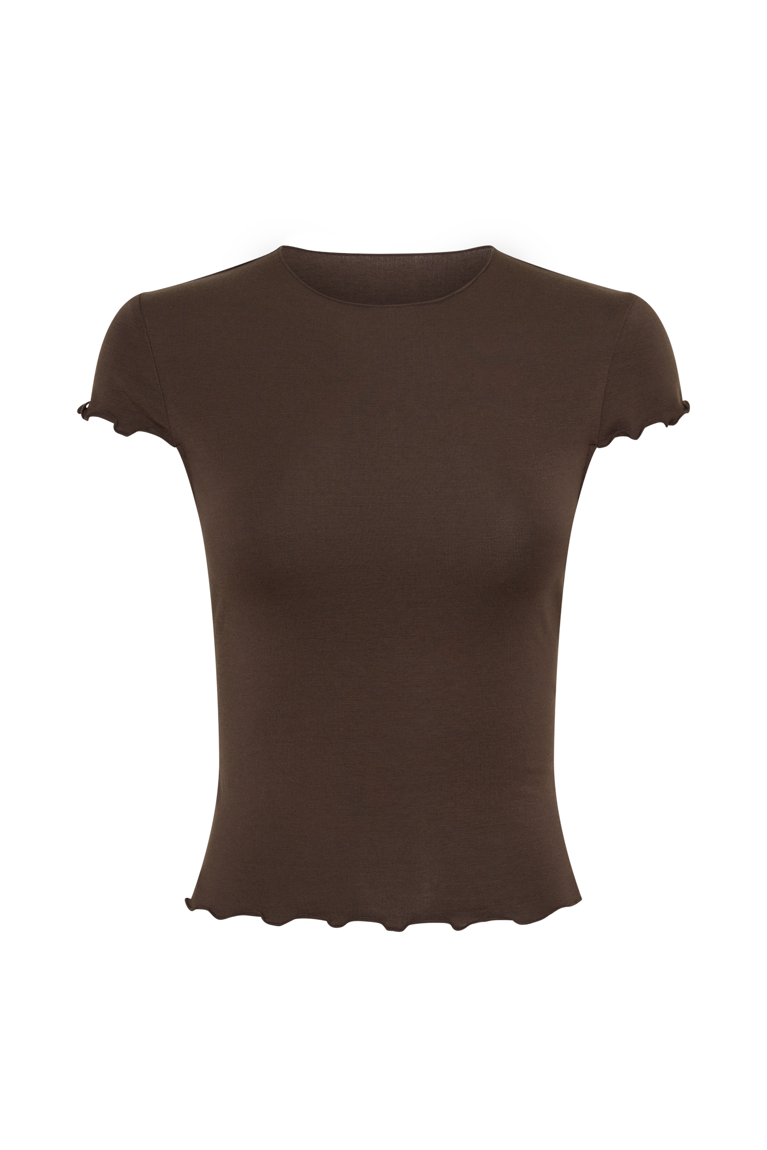 Anfie High Neck Top With Piping Detail - Dark Chocolate