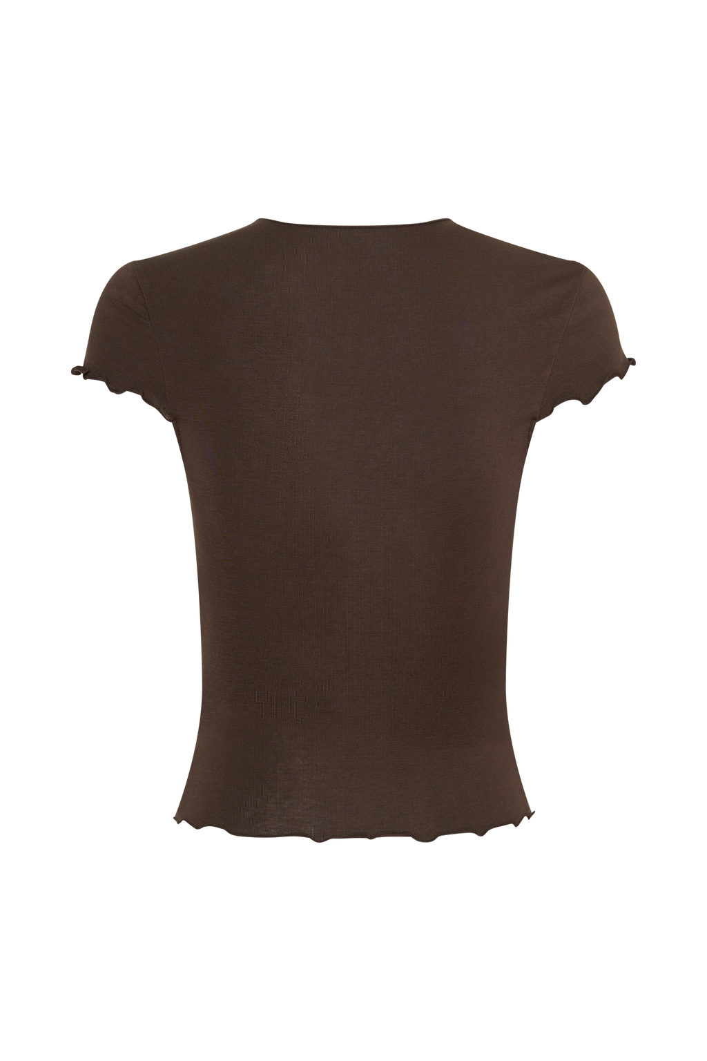 Anfie High Neck Top With Piping Detail - Dark Chocolate