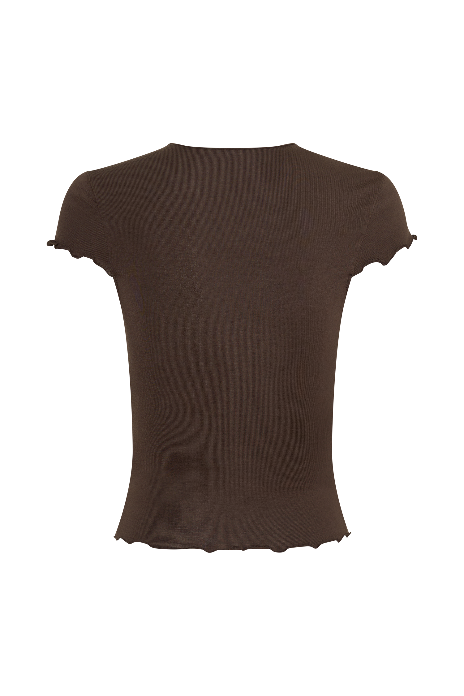 Anfie High Neck Top With Piping Detail - Dark Chocolate