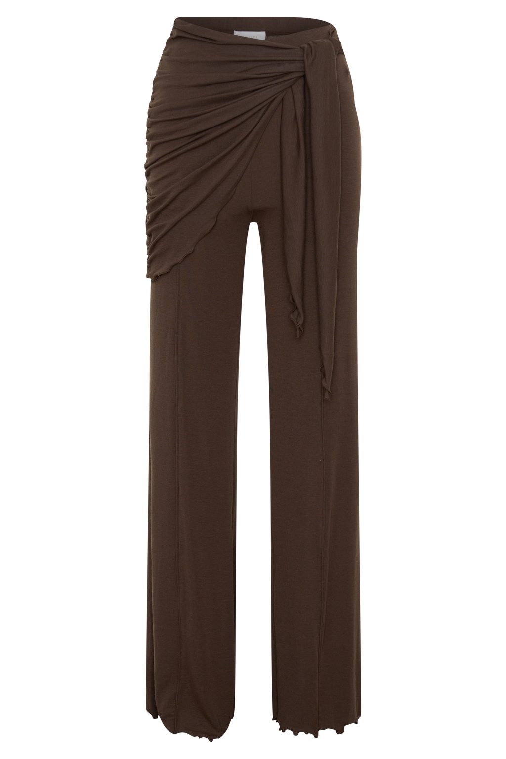 Anfie Straight Leg Pants With Waist Wrap - Dark Chocolate