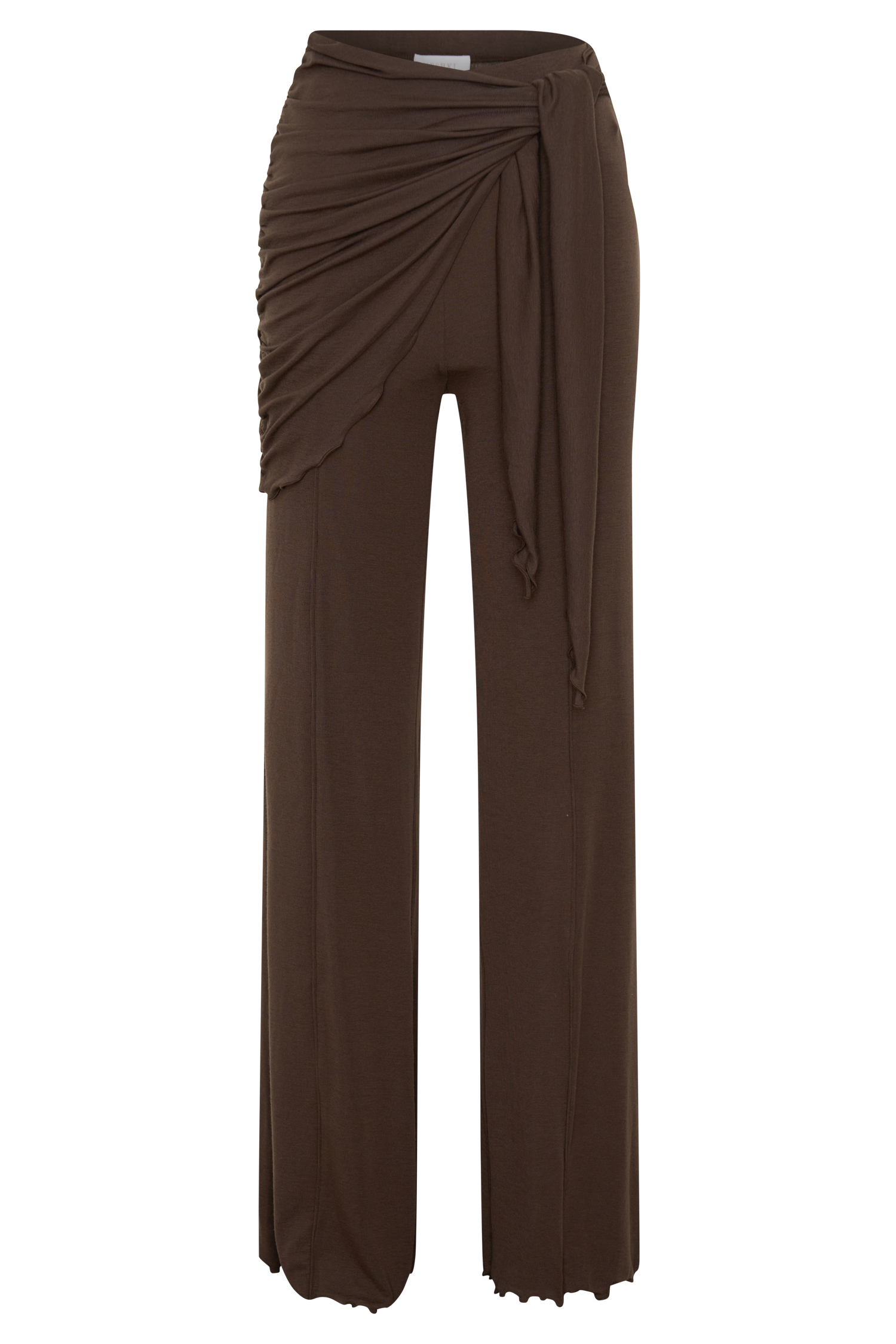 Anfie Straight Leg Pants With Waist Wrap - Dark Chocolate