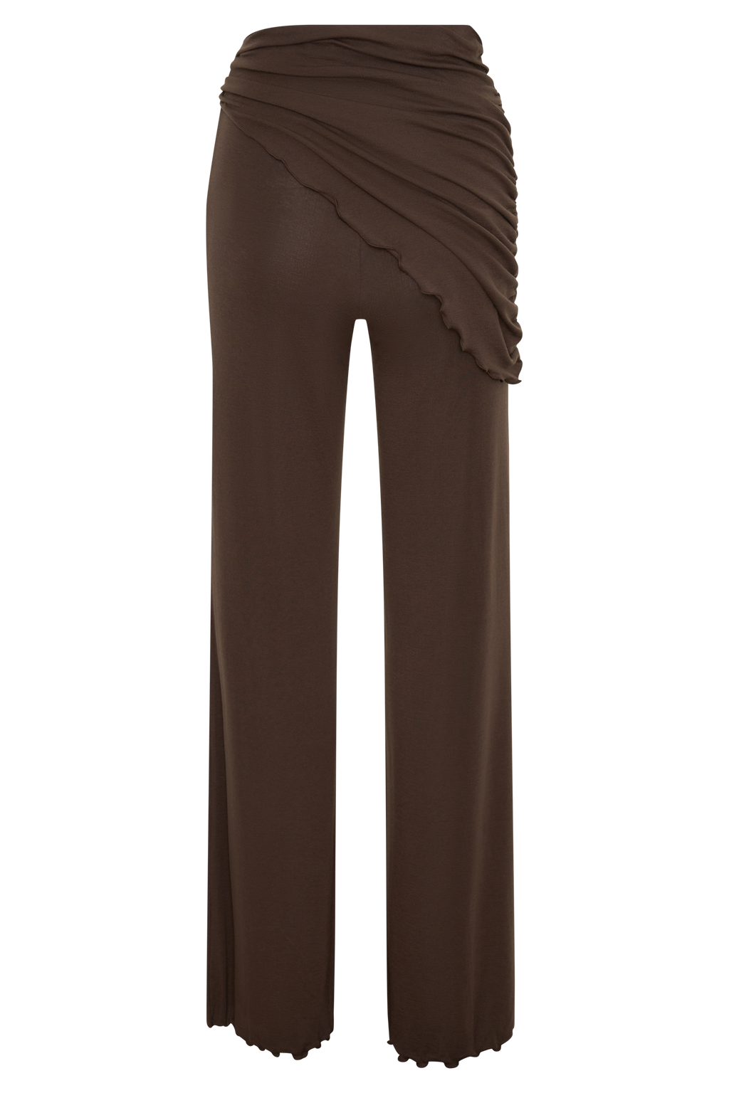 Anfie Straight Leg Pants With Waist Wrap - Dark Chocolate