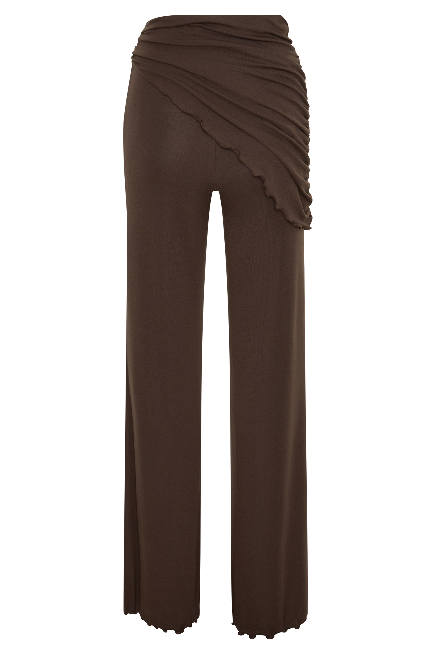 Anfie Straight Leg Pants With Waist Wrap - Dark Chocolate