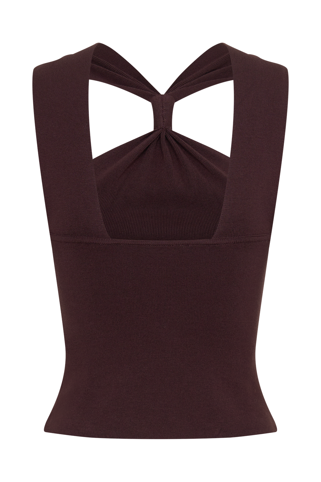 Angelika Twist Front Knit Top - Chocolate