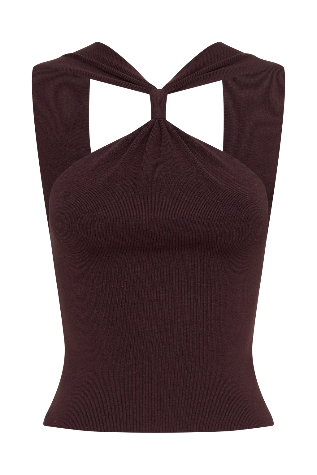 Angelika Twist Front Knit Top - Chocolate