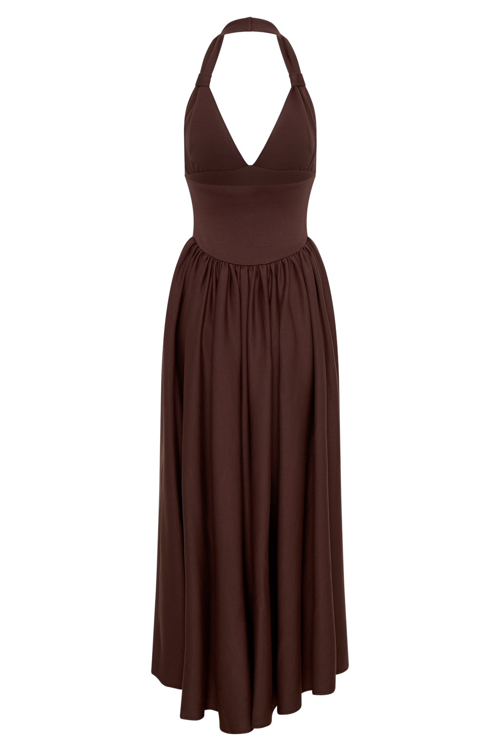 Angelina Scuba Halter Midi Dress - Chocolate