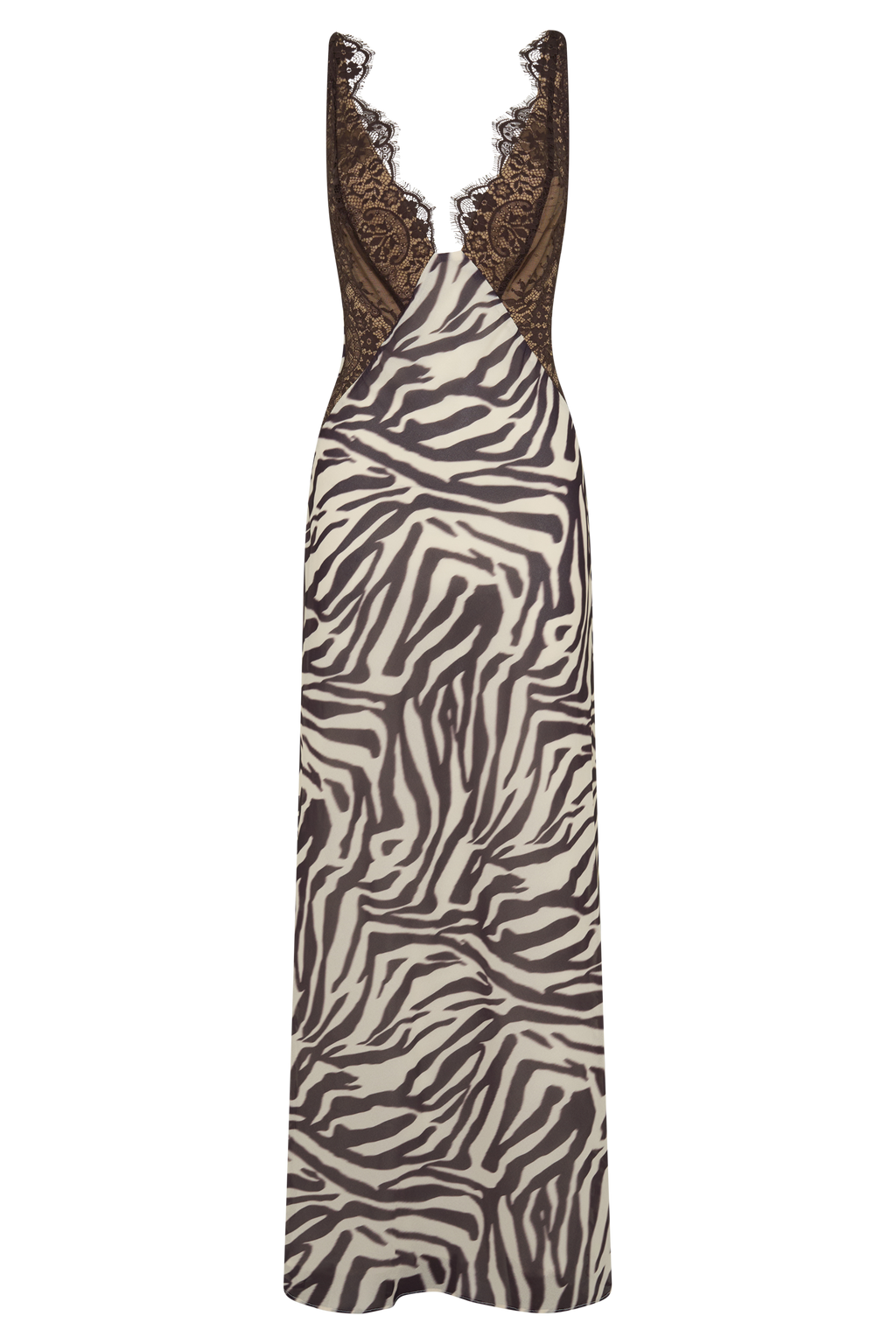 Angeline Lace And Chiffon Maxi Dress - Abstract Zebra Print