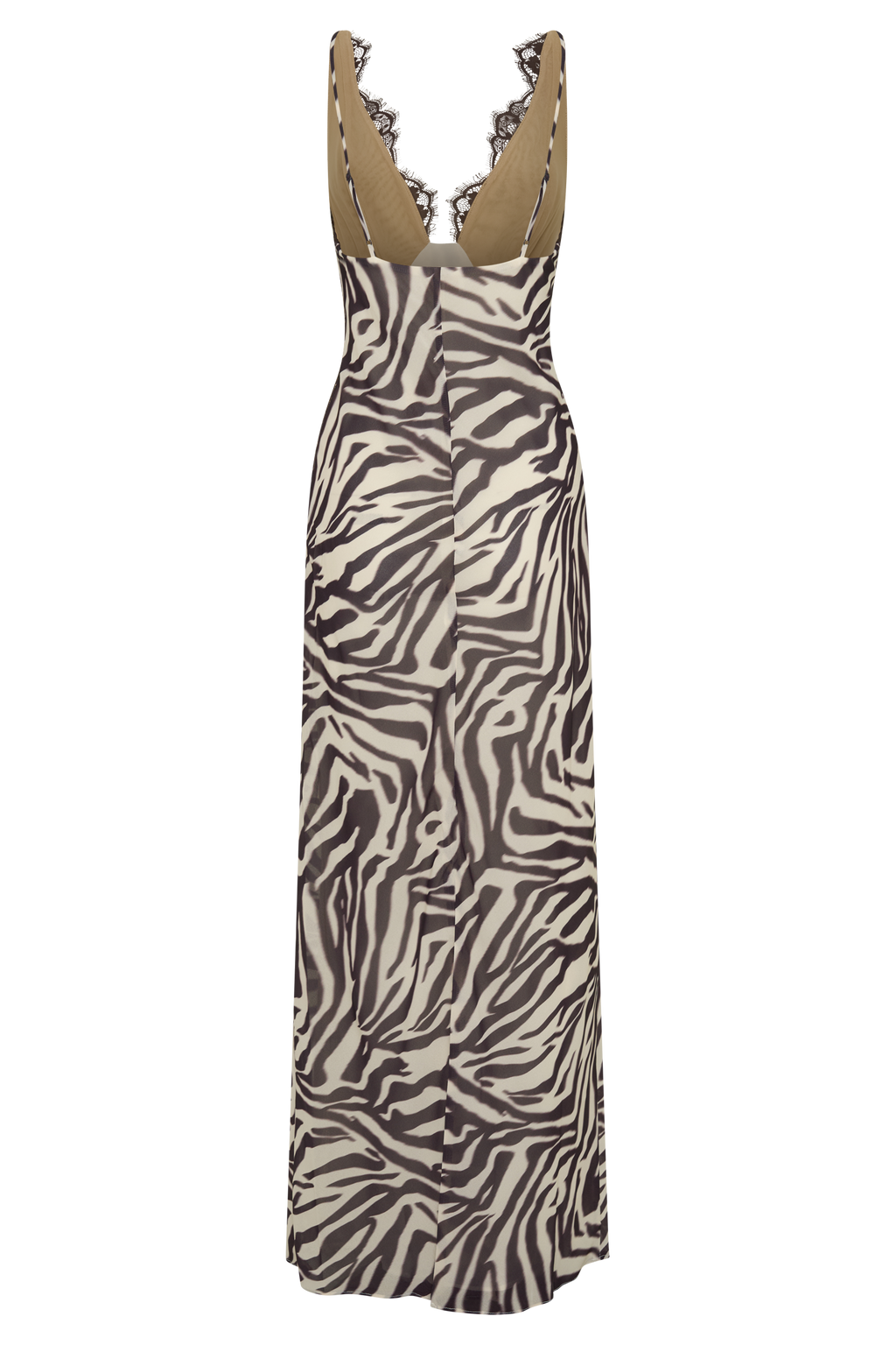 Angeline Lace And Chiffon Maxi Dress - Abstract Zebra Print