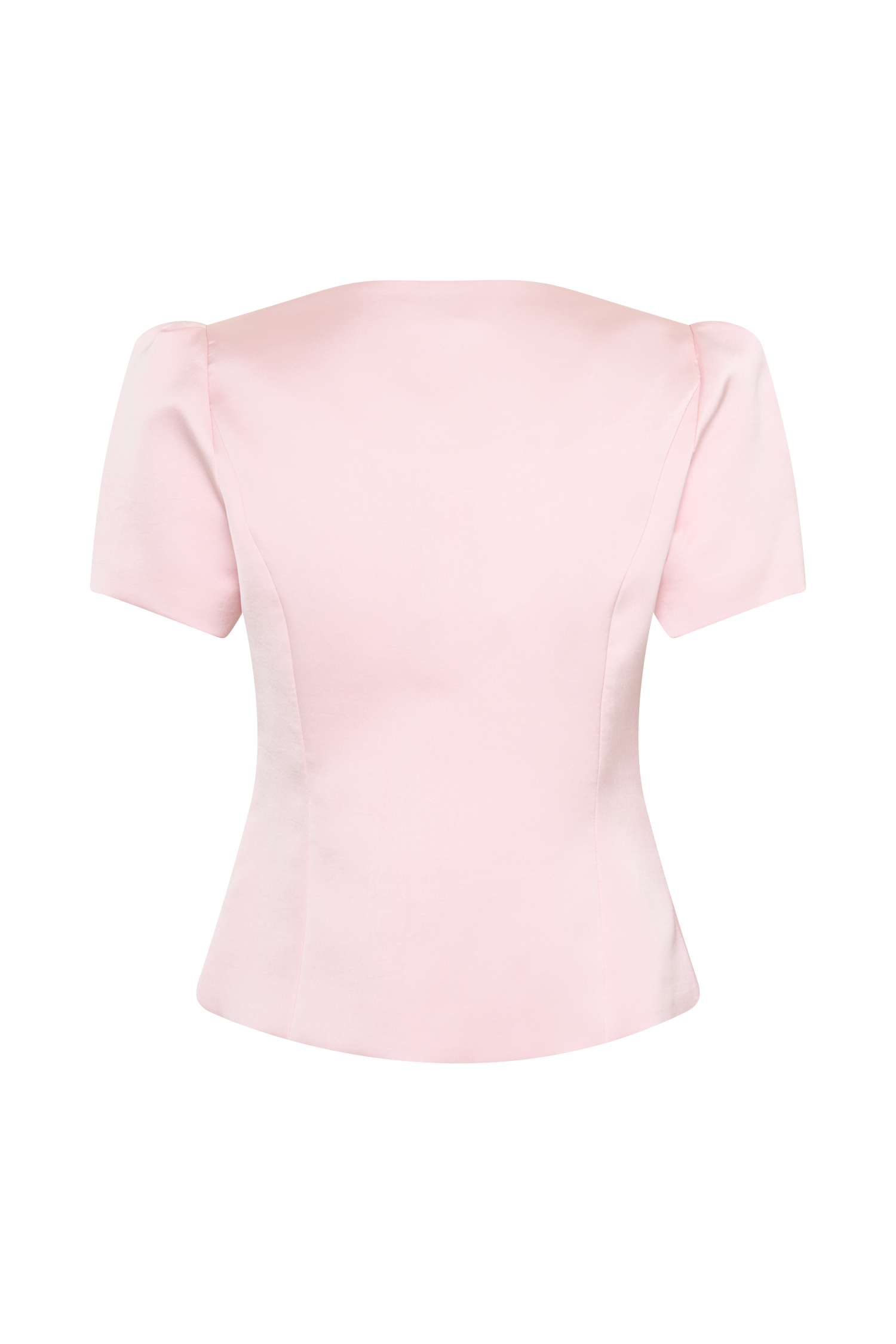Anne Short Sleeve Satin Top - Pale Pink