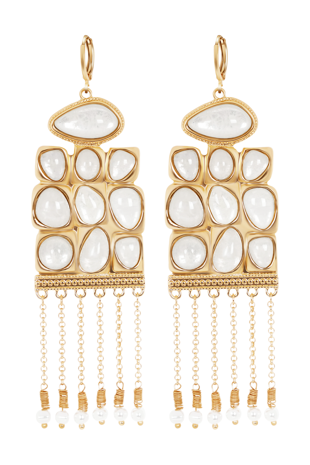 Annika Horizontal Resin Drop Earrings - Gold