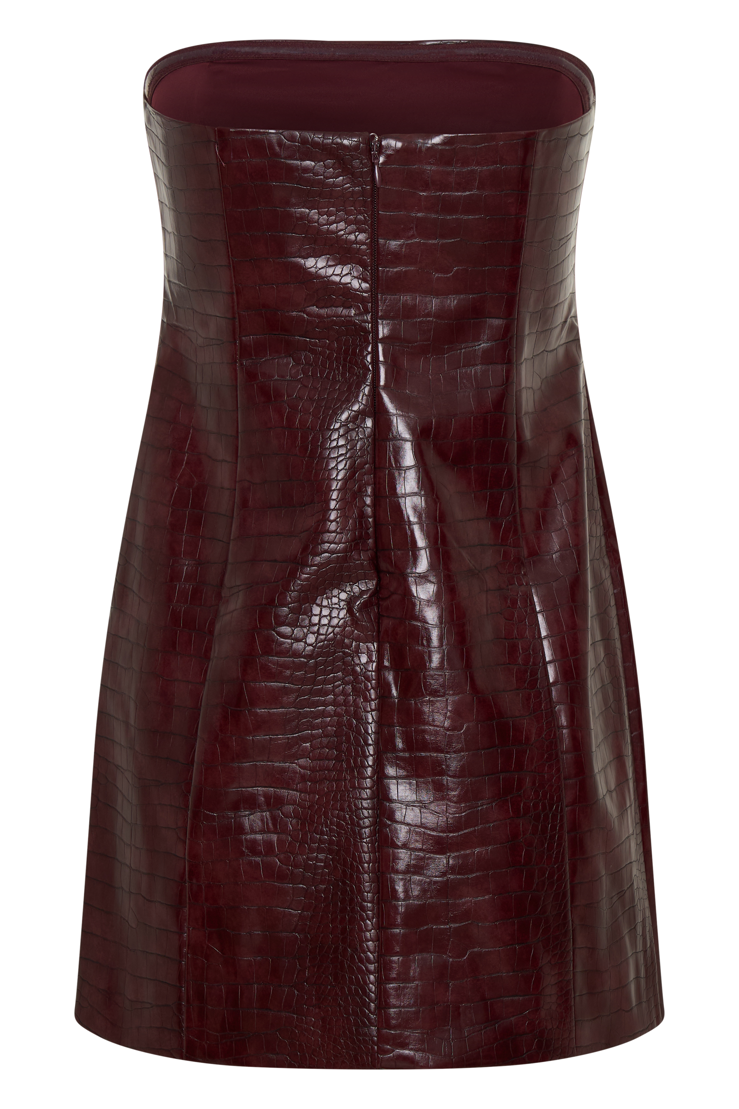 Anouk Faux Leather Strapless Mini Dress - Merlot