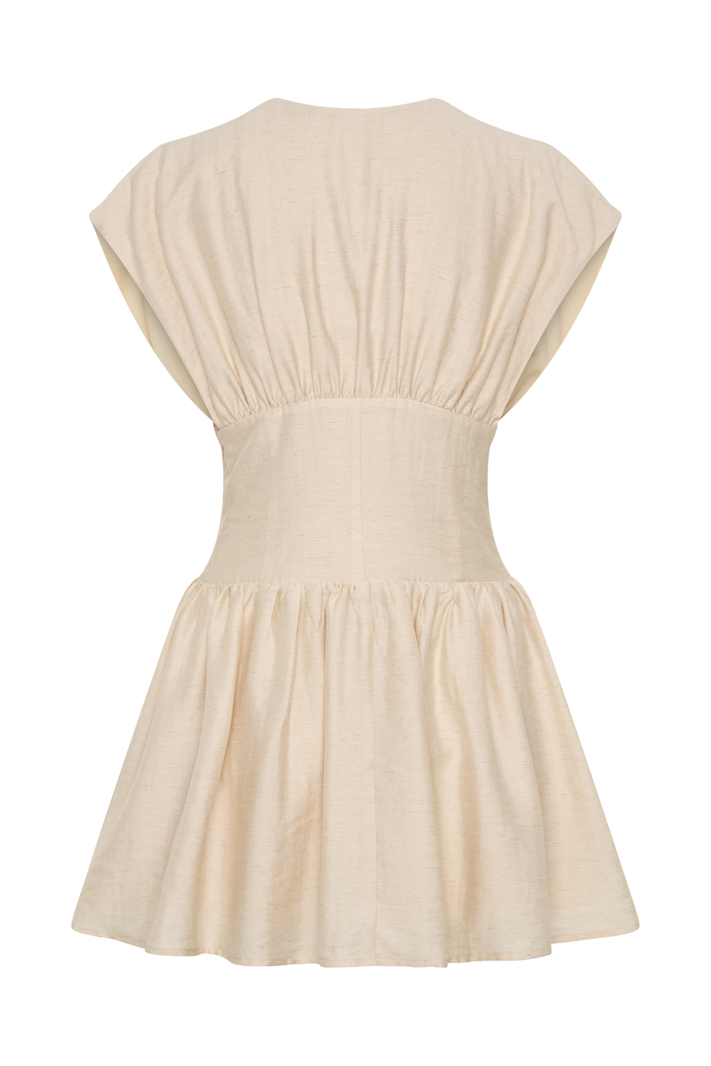 Arabella Cinched Waist Linen Mini Dress - Natural