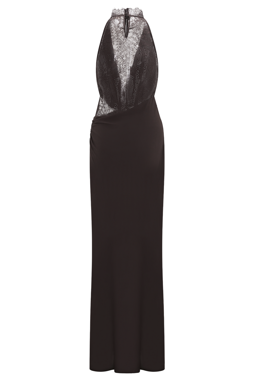 Arra Chiffon And Lace Halter Maxi Dress - Cacao Brown