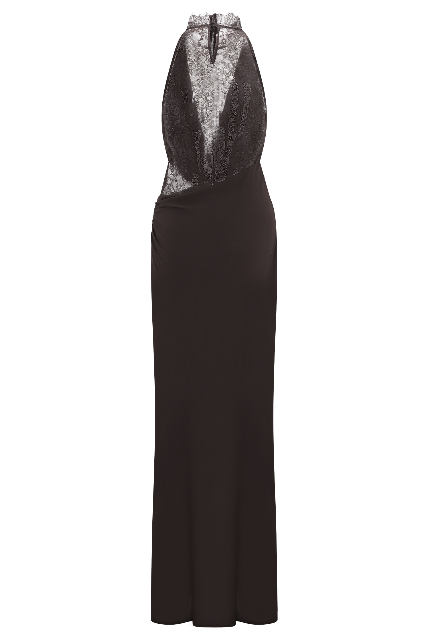 Arra Chiffon And Lace Halter Maxi Dress - Cacao Brown