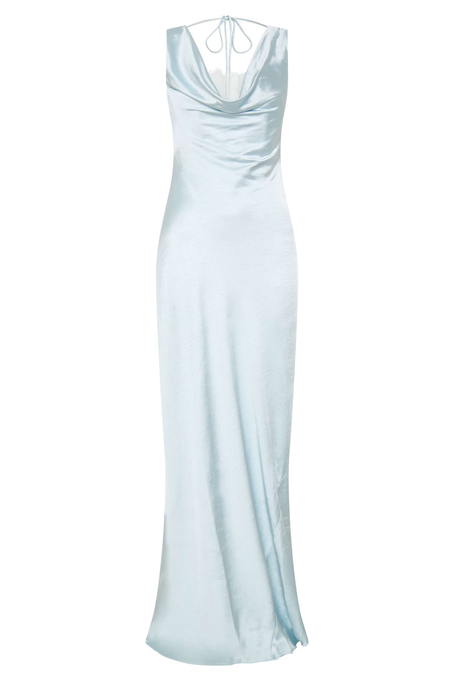 Ashley Cowl Neck Lace And Satin Maxi Dress - Ice Blue