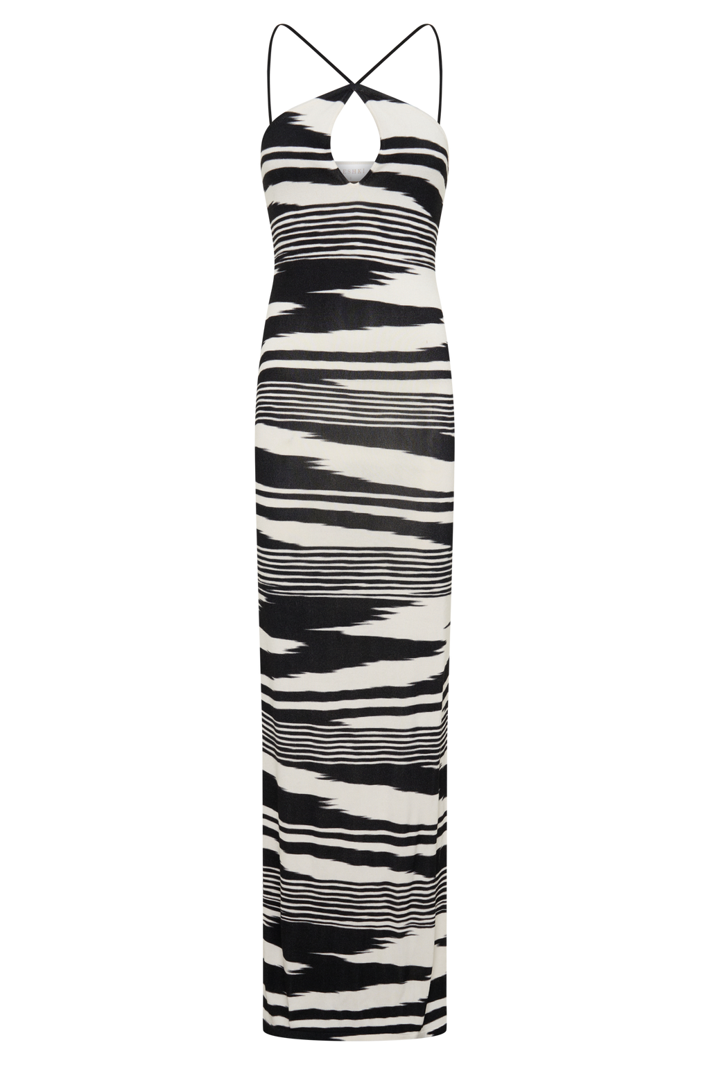 Ashtin Cross Front Knit Maxi Dress - Linear Shift Print