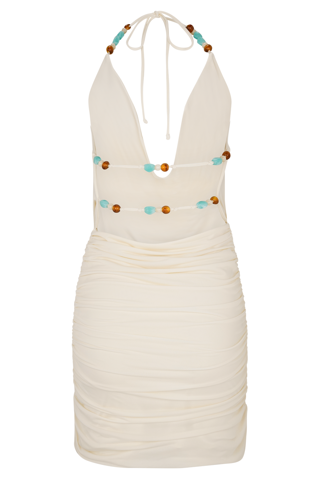 Astraeus Beaded Cowl Mini Dress - Ivory