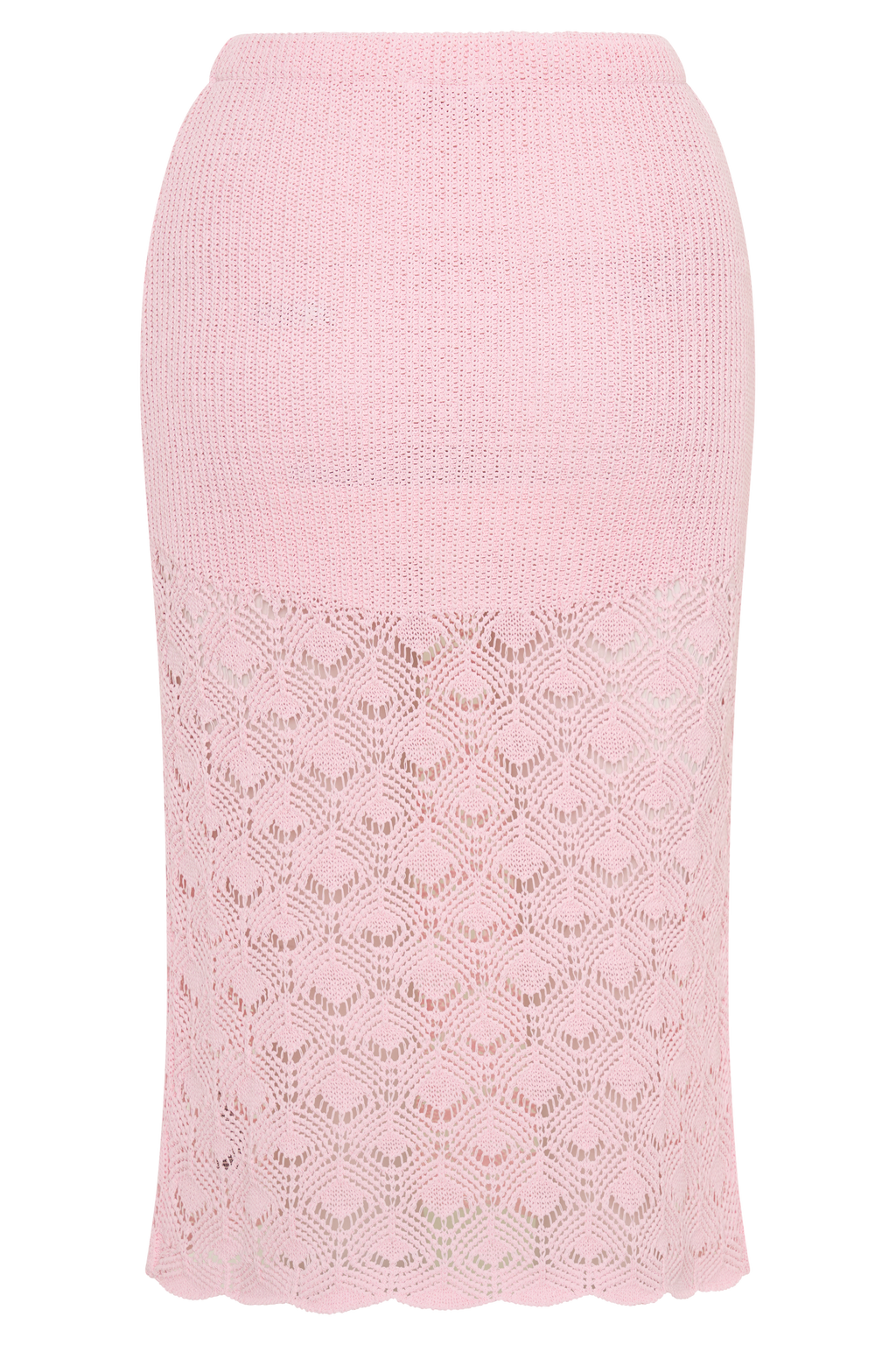 Atlantis Crochet Knit Midi Skirt - Baby Pink