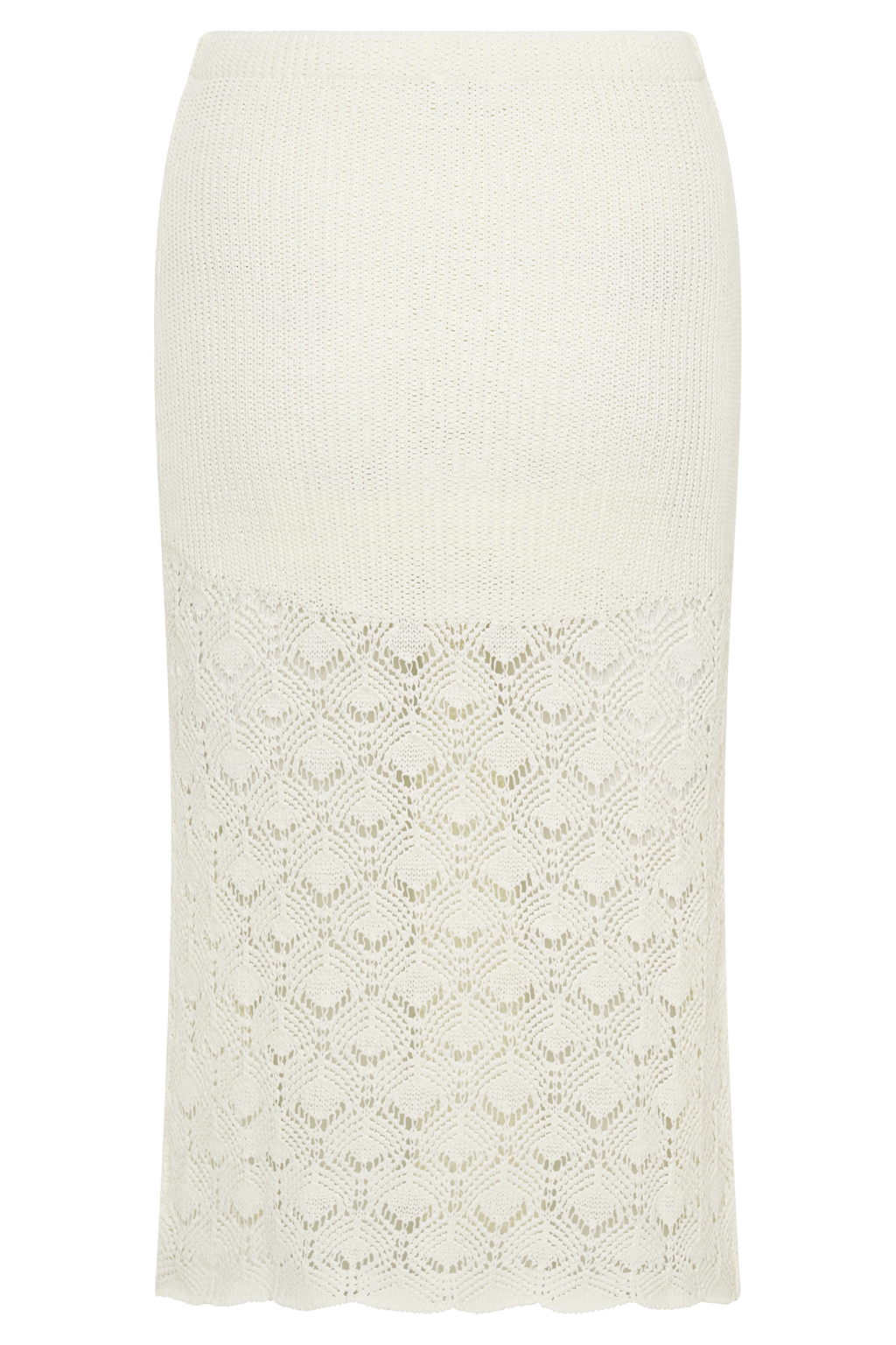 Atlantis Crochet Knit Midi Skirt - White
