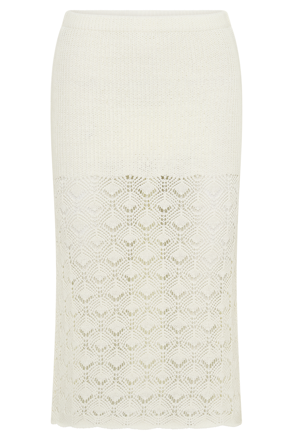 Atlantis Crochet Knit Midi Skirt - White
