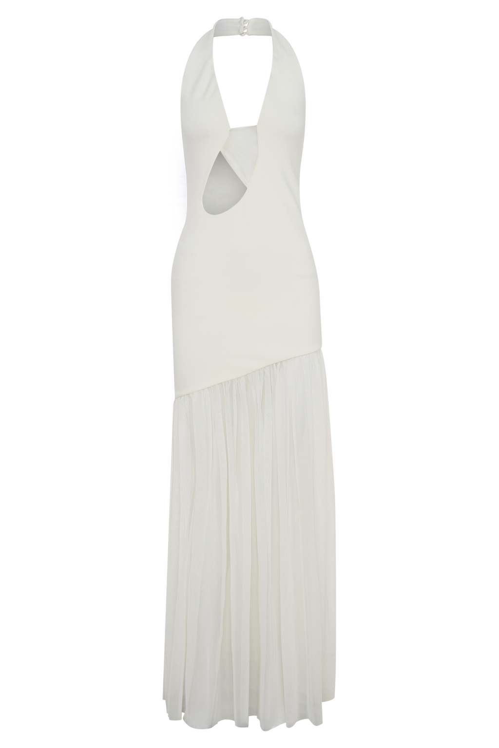 Aubree Crepe And Mesh Maxi Dress - Ivory
