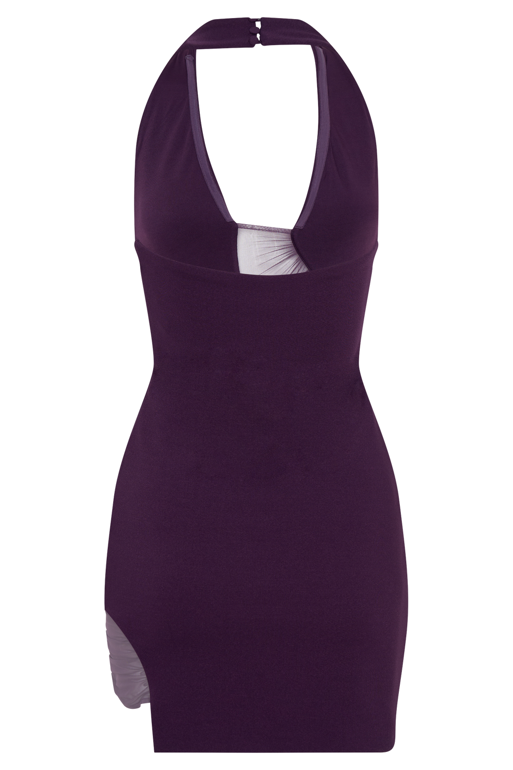 Aubree Crepe And Mesh Mini Dress - Purple