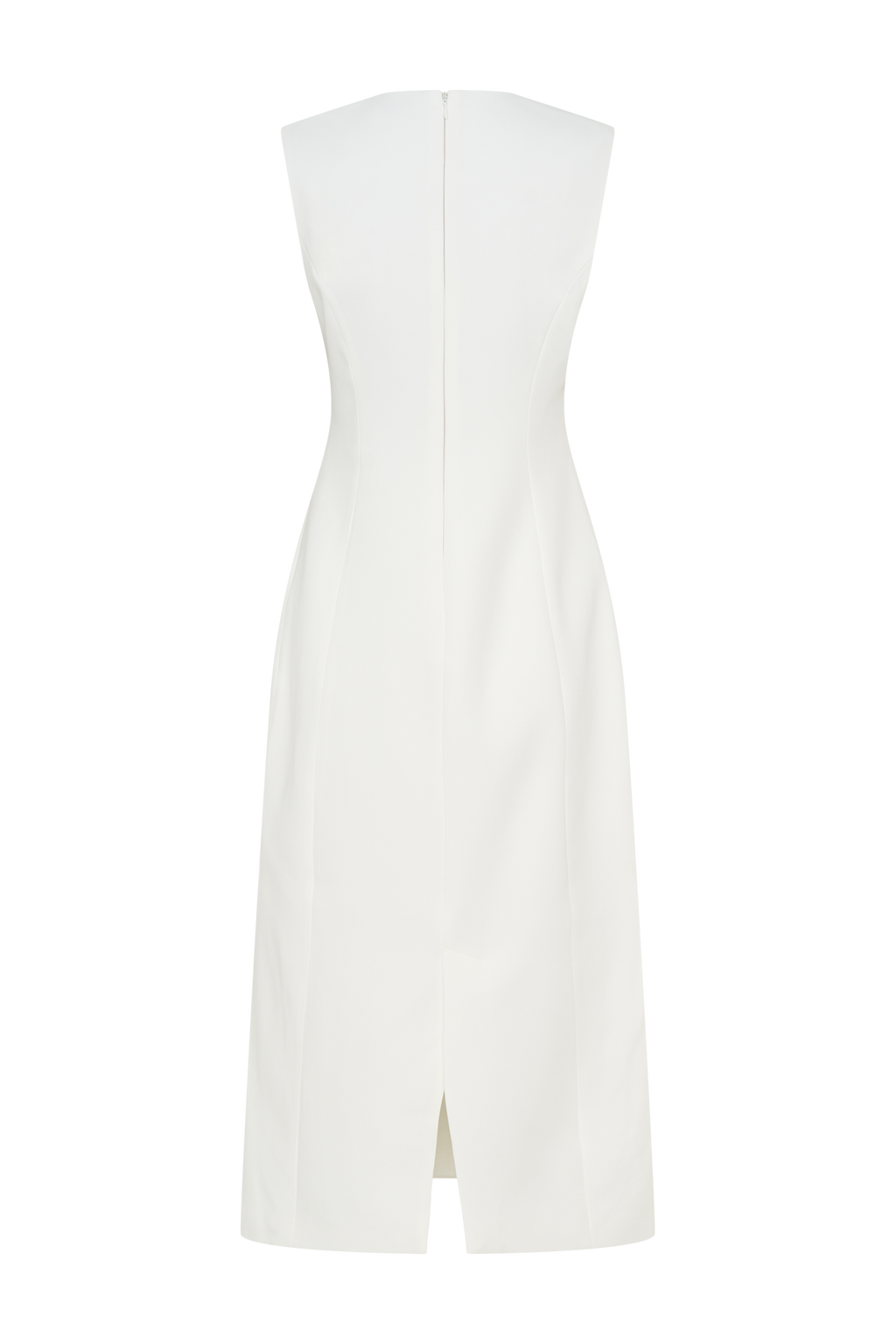 Audrine Suiting Sleeveless Midi Dress - Ivory