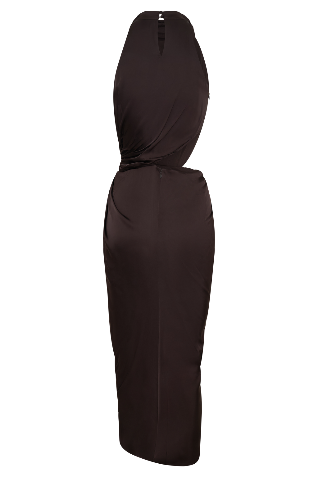 Aveline Draped Halter Midi Dress - Dark Chocolate