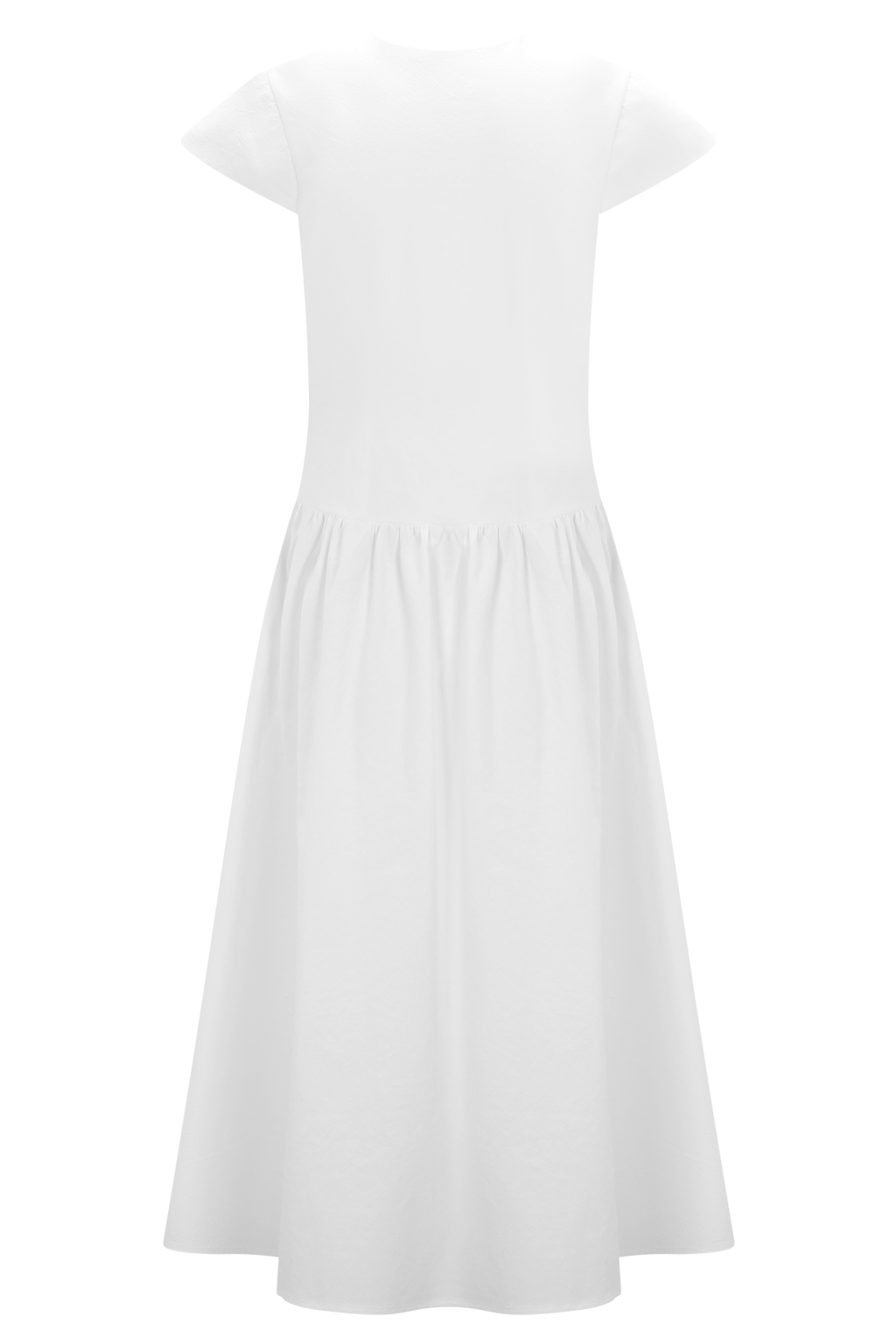 Ayla Cotton Fit And Flare Midi Dress - White