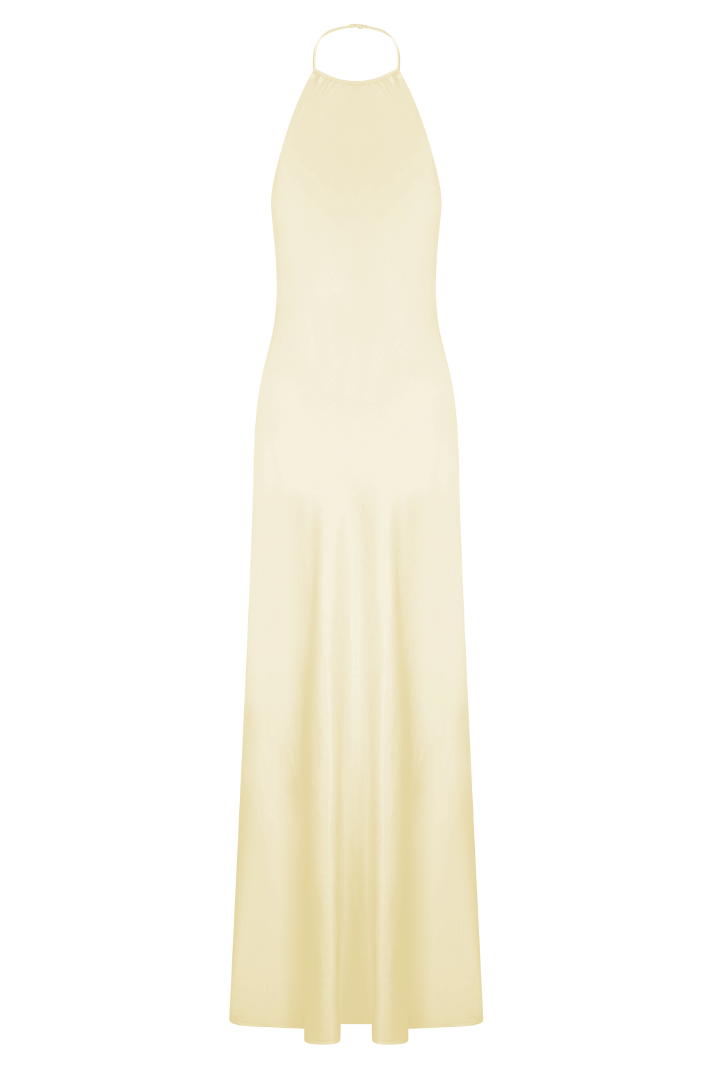Bella Satin Halter Maxi Dress - Lemon