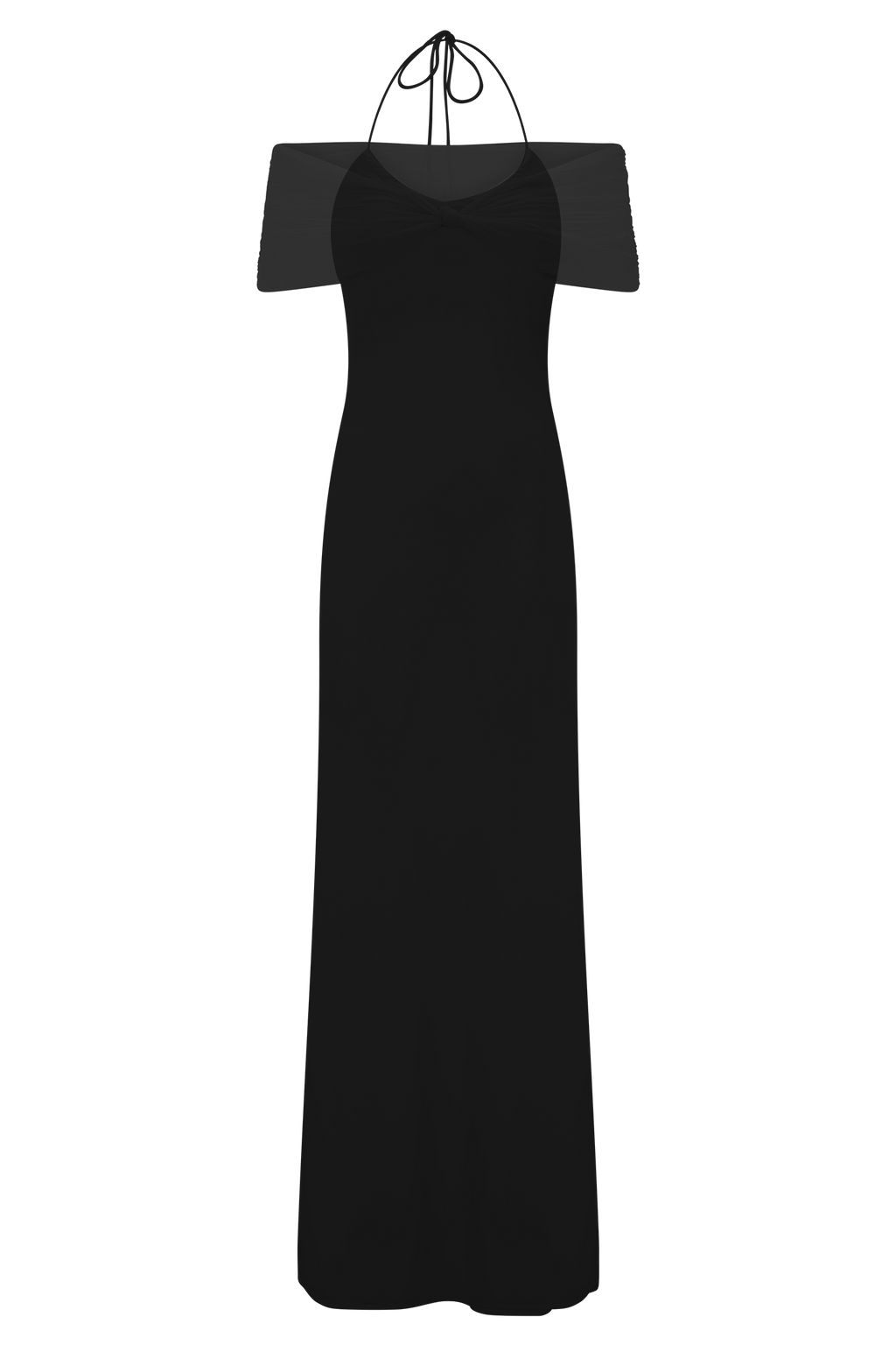 Bernadina Mesh And Slinky Halter Maxi Dress - Black