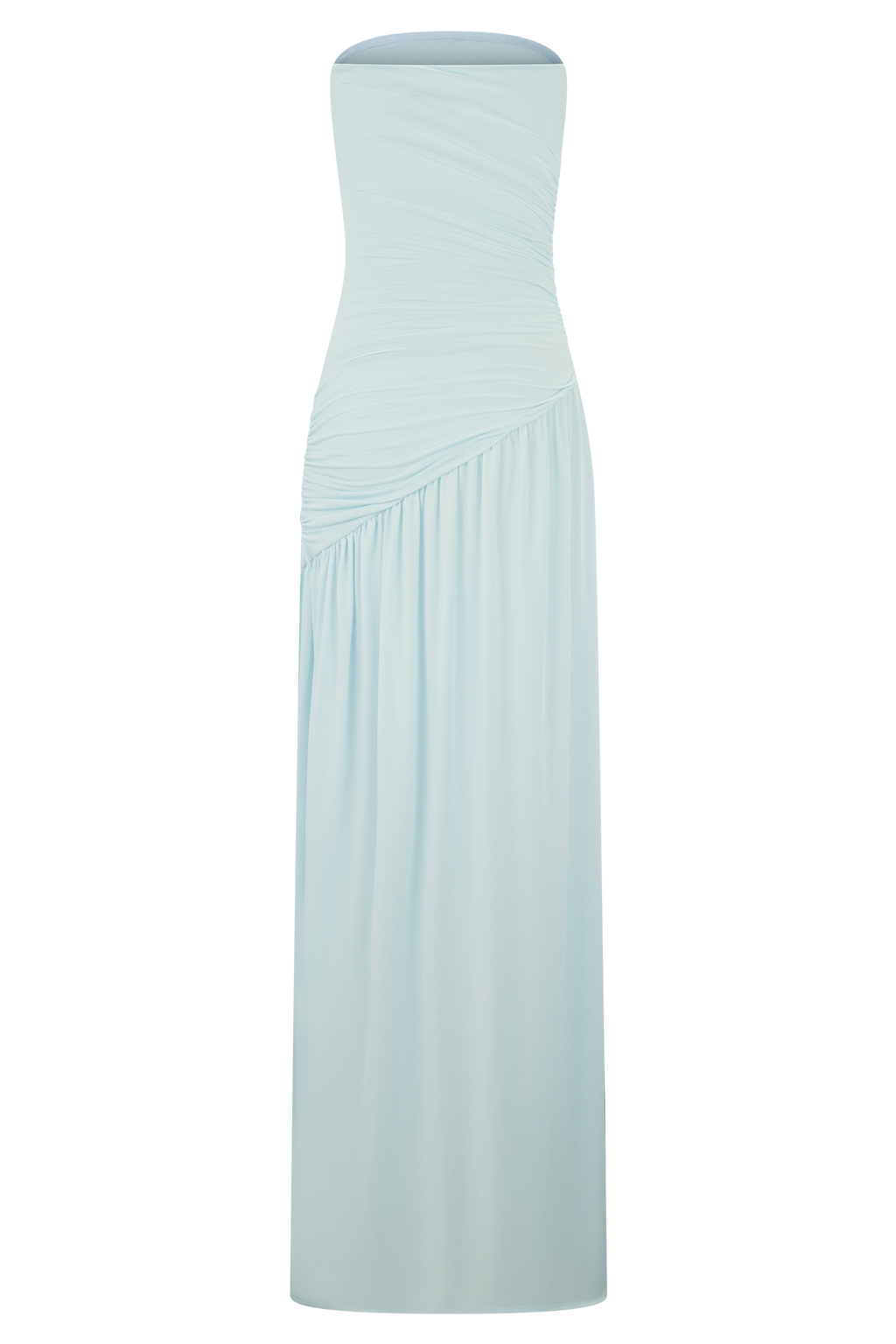 Bex Strapless Slinky Maxi Dress With Split - Pale Blue
