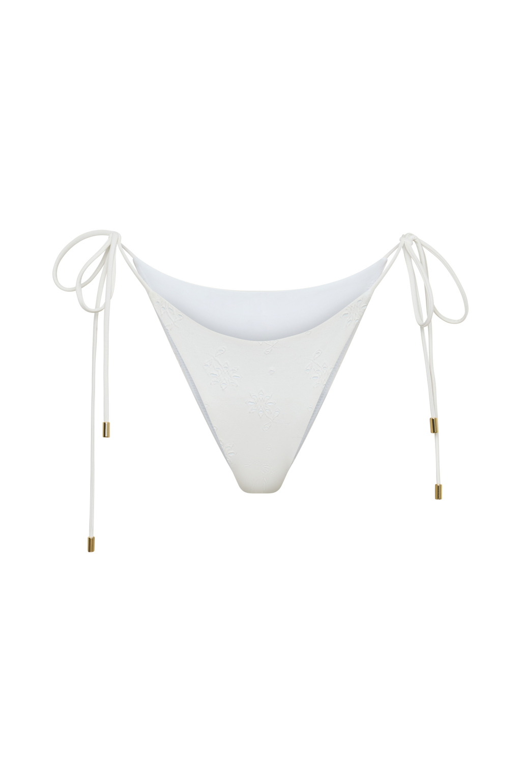 Blossom Side Tie Bikini Bottom - White Textured Fabric