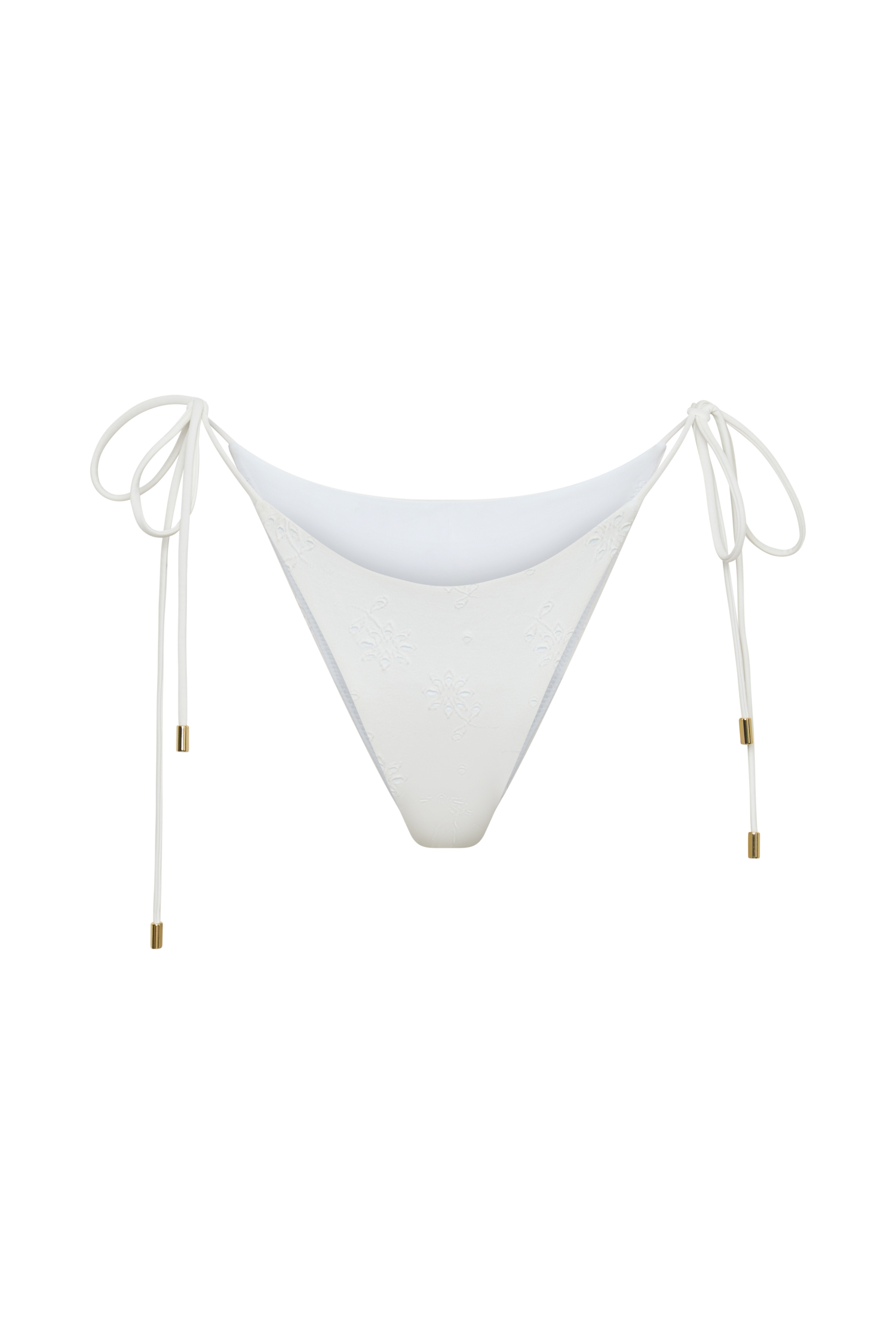 Blossom Side Tie Bikini Bottom - White Textured Fabric