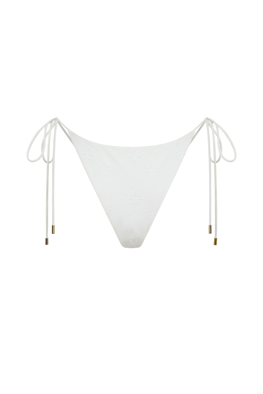 Blossom Side Tie Bikini Bottom - White Textured Fabric