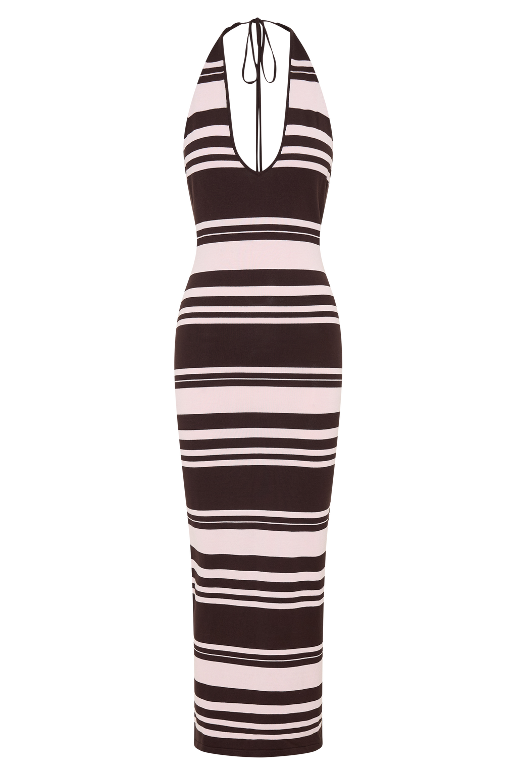 Brienne Stripe Midi Dress - Pink/Chocolate