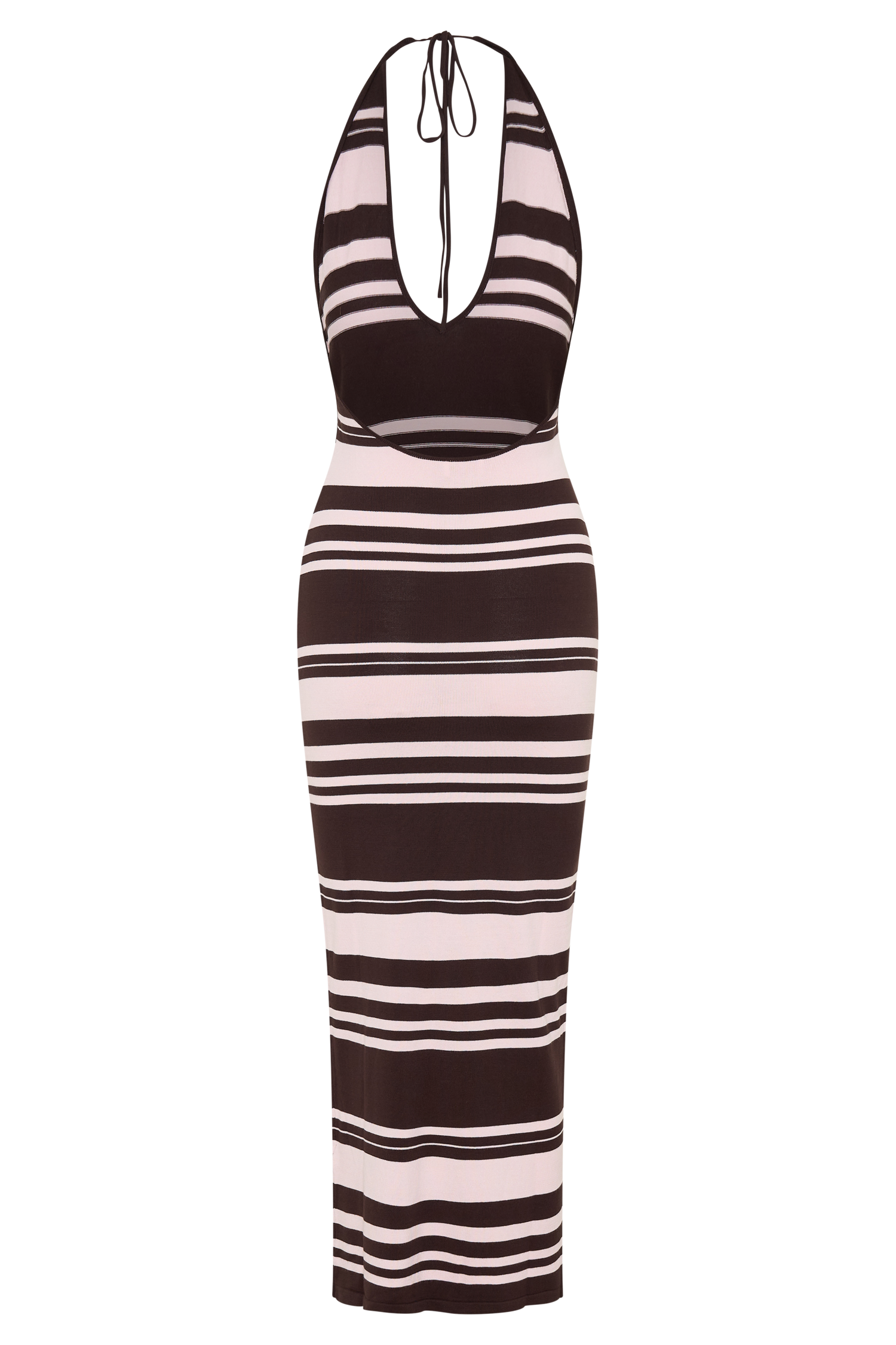 Brienne Stripe Midi Dress - Pink/Chocolate