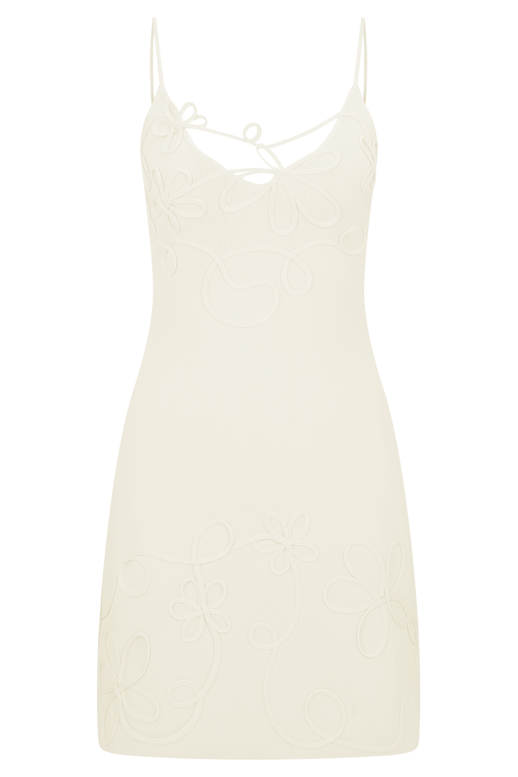 Brullo Embroidery Knit Mini Dress - Ivory
