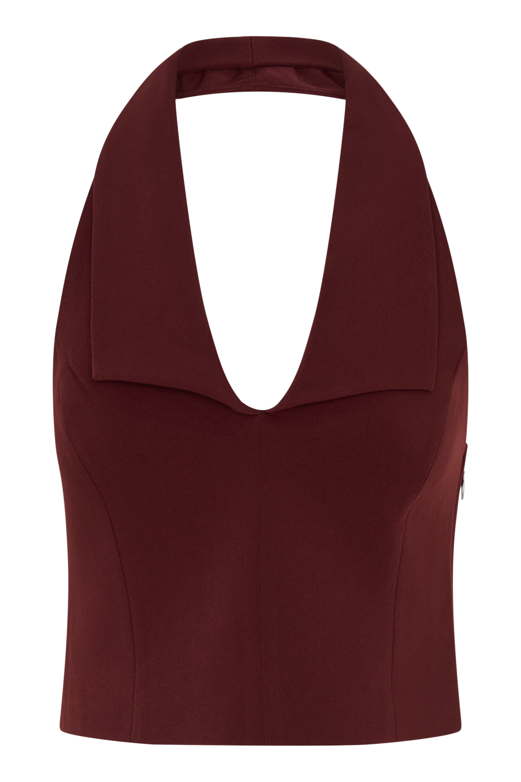 Calla Collared Sleeveless Halter Top - Merlot