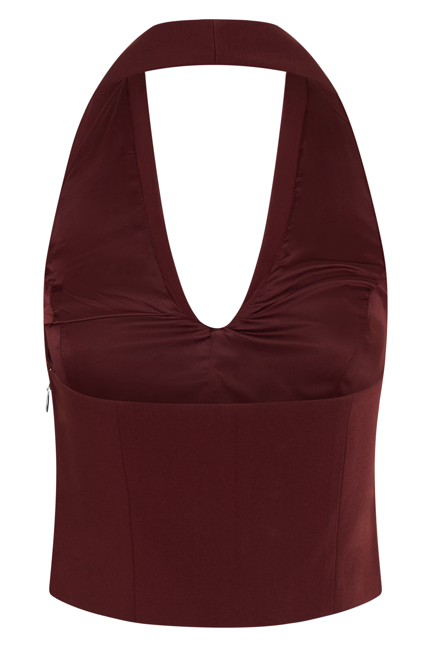 Calla Collared Sleeveless Halter Top - Merlot