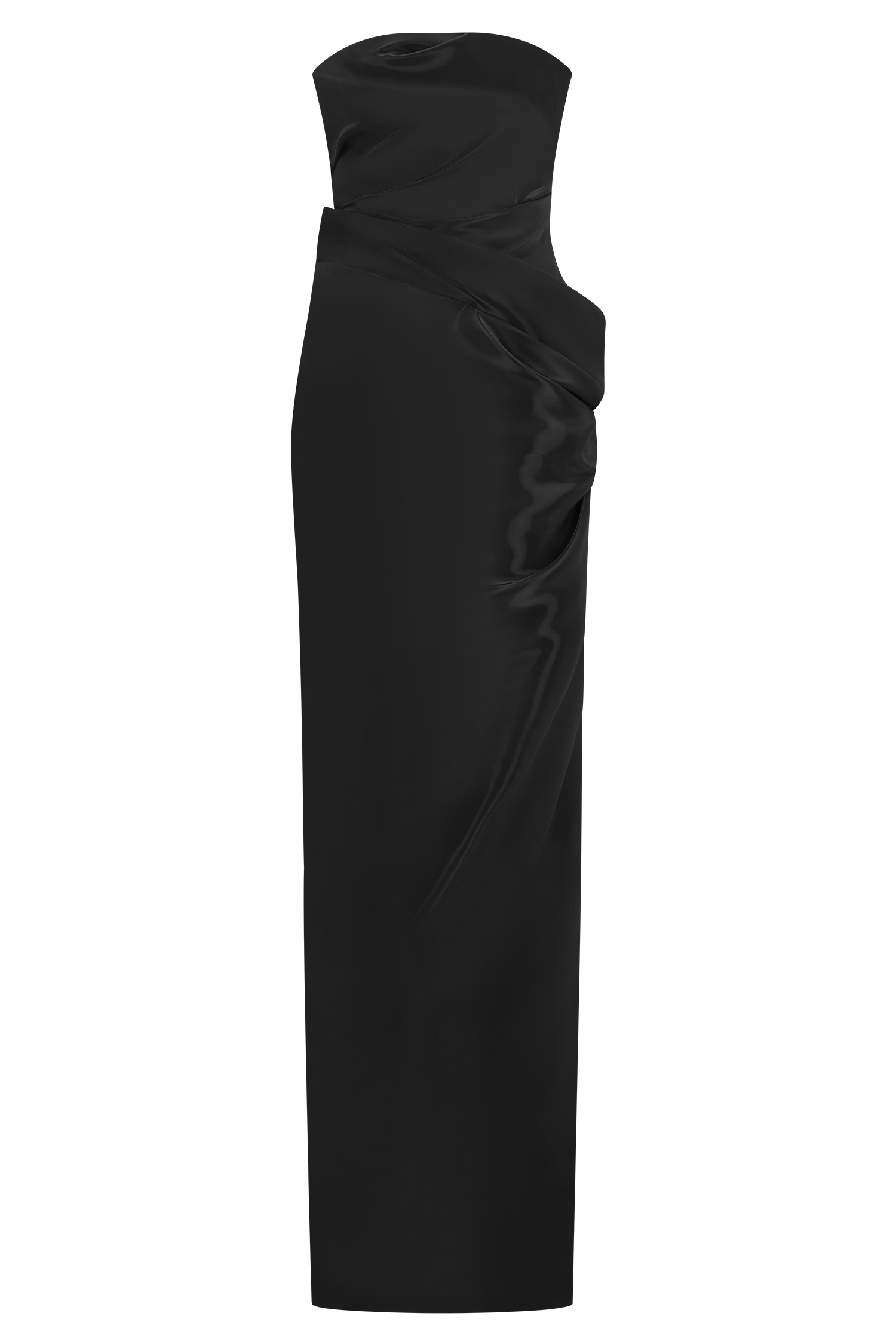 Calliope Strapless Organza Maxi Dress - Black