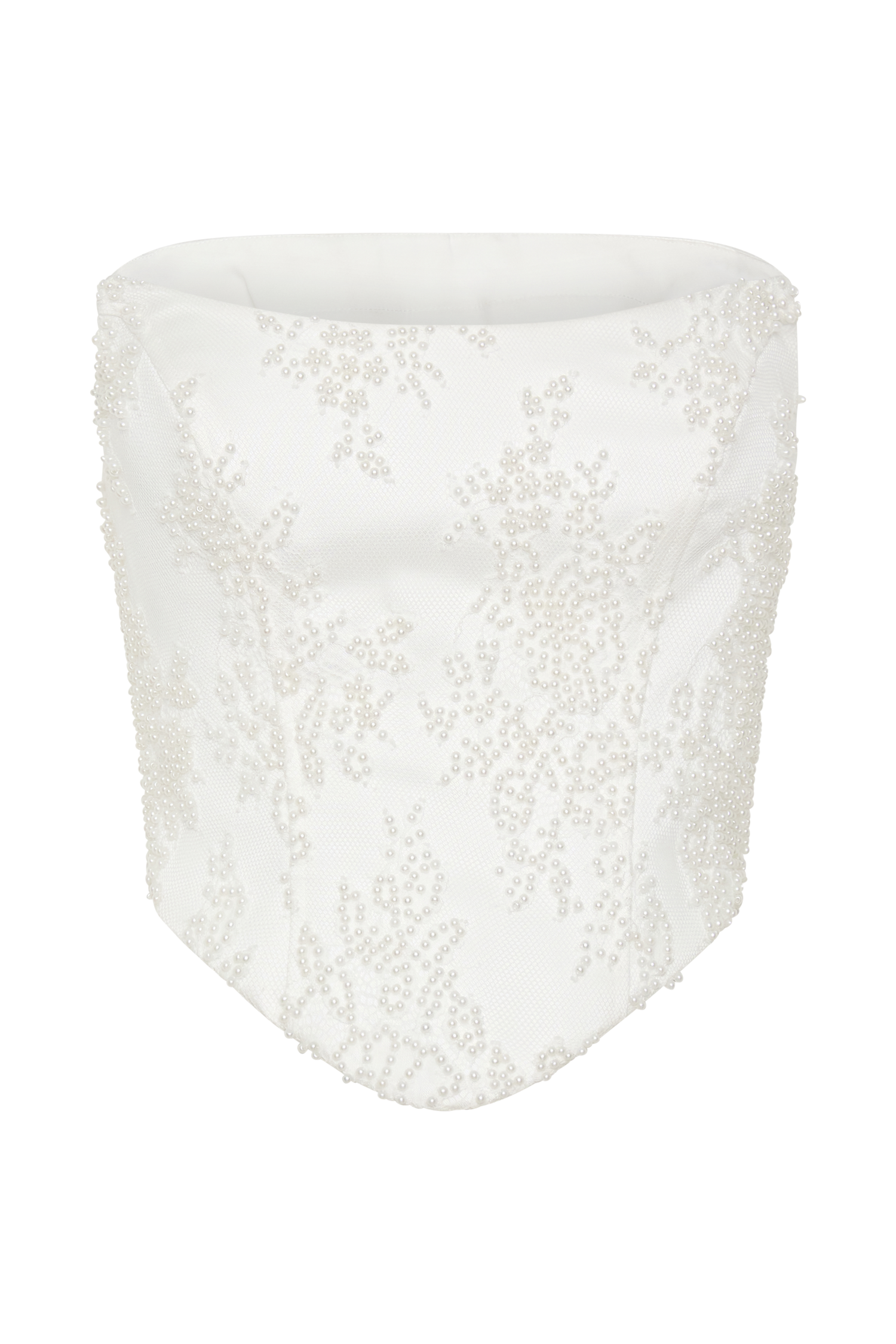 Camille Beaded Satin And Lace Corset Top - Ivory