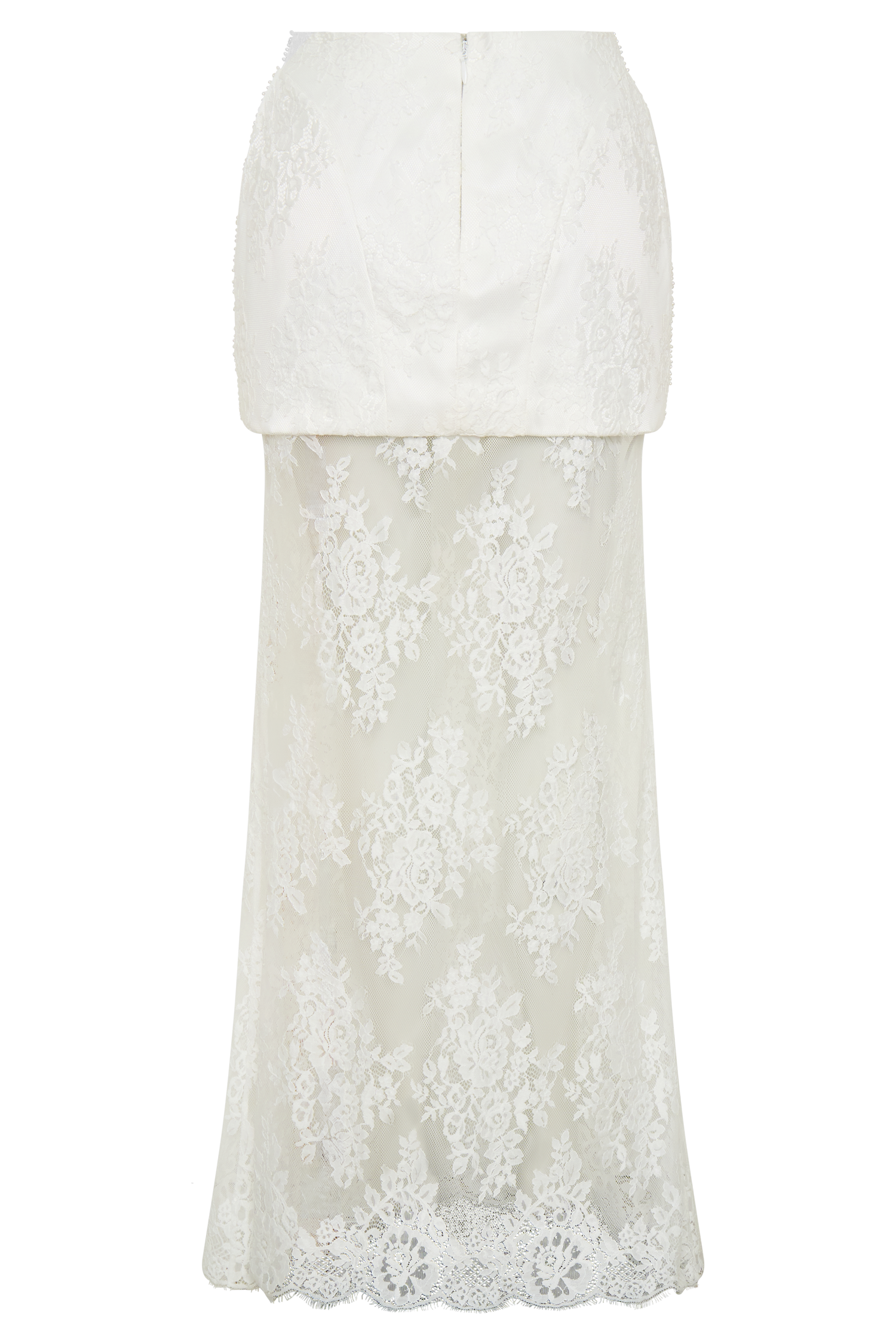 Camille Beaded Satin And Lace Maxi Skirt - Ivory