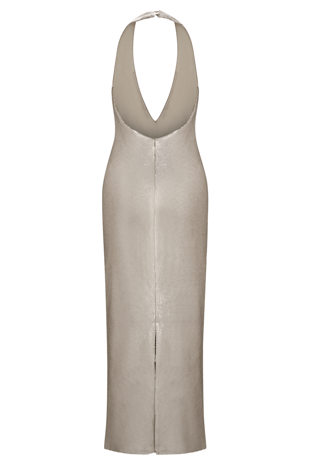 Carnation Sequin Halter Midi Dress - Gold