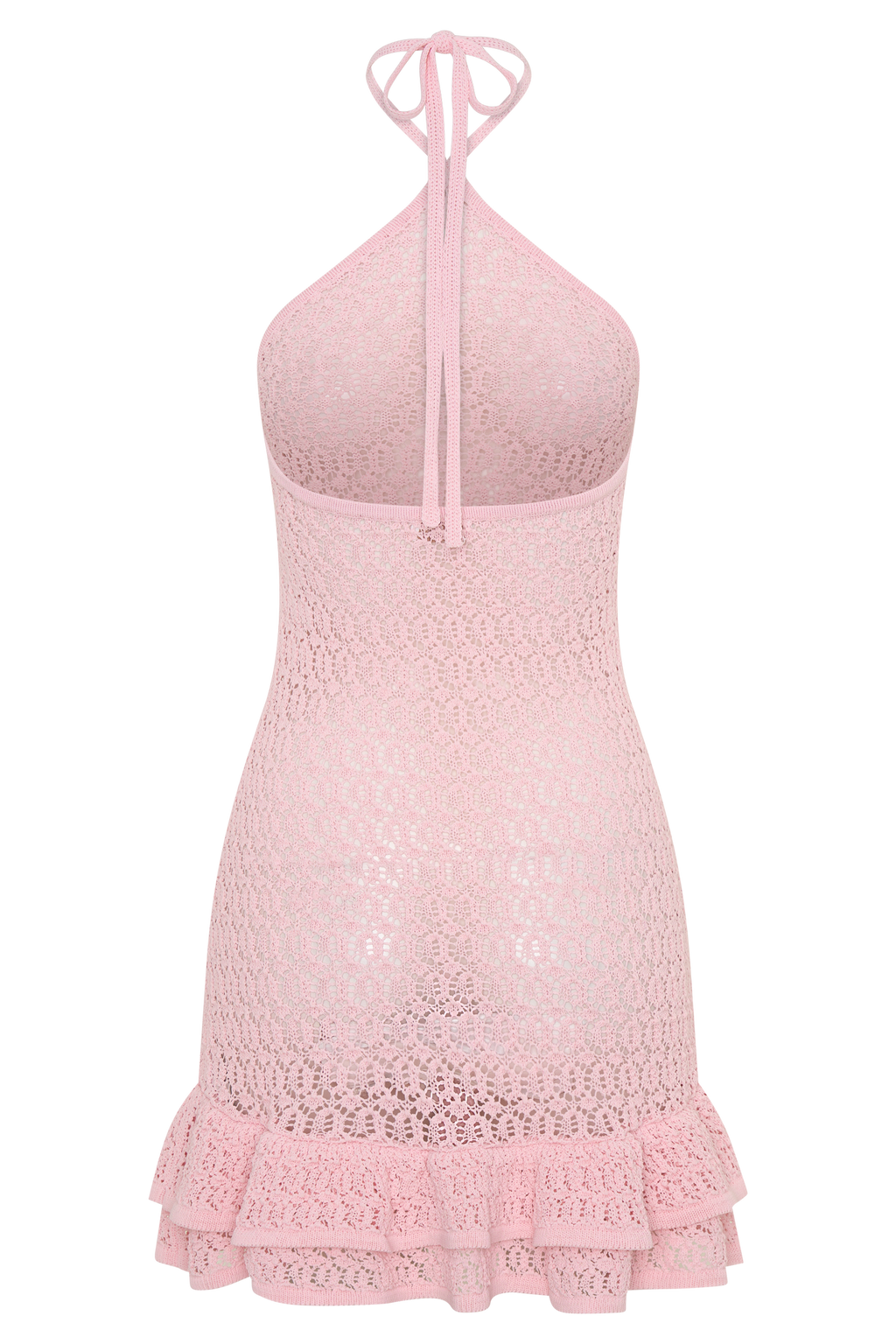 Carrisa Crochet Knit Mini Dress - Baby Pink