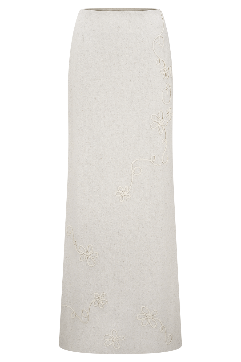 Casey Linen Embroidered Maxi Skirt - Natural