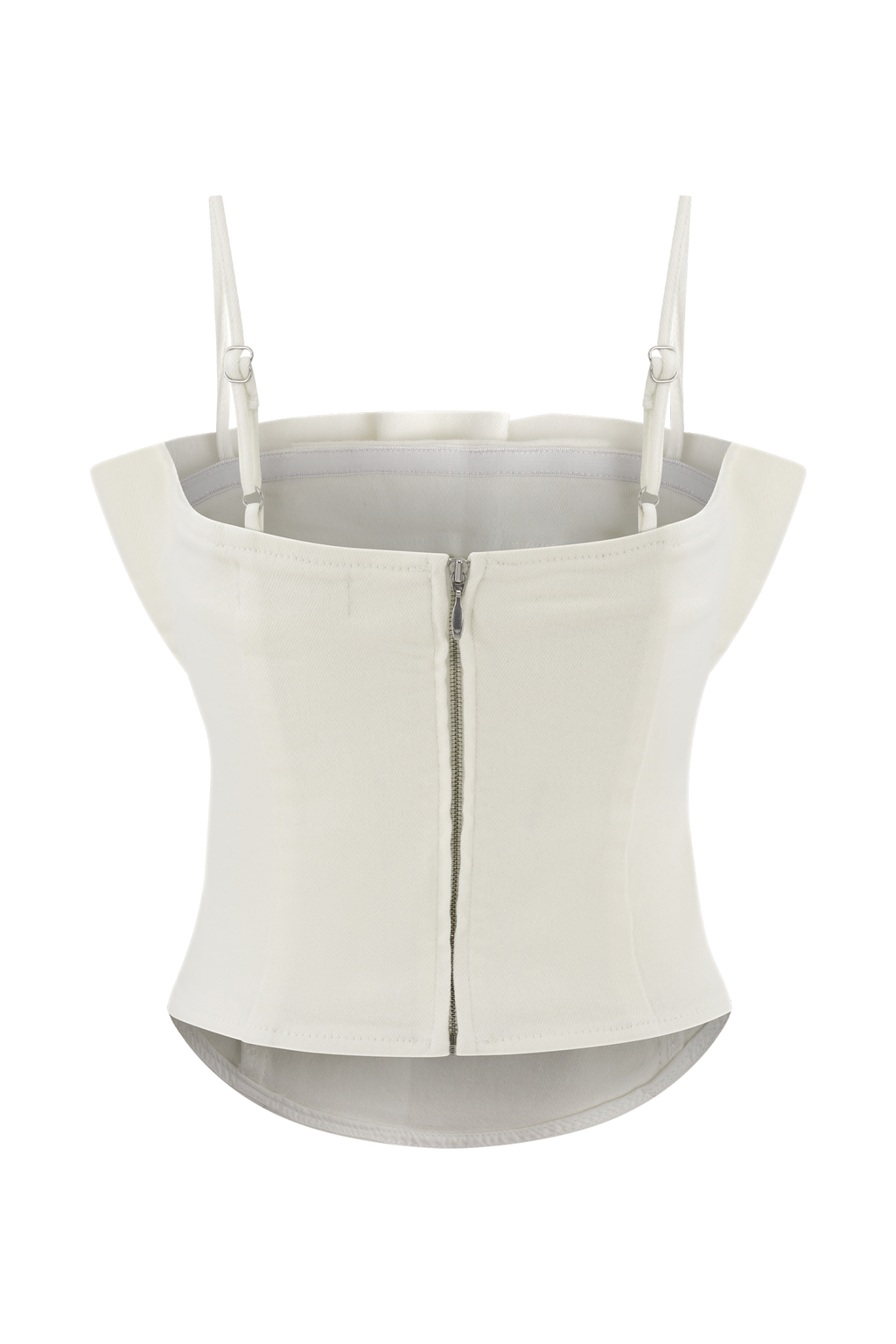 Cecilia Denim Frill Corset - White