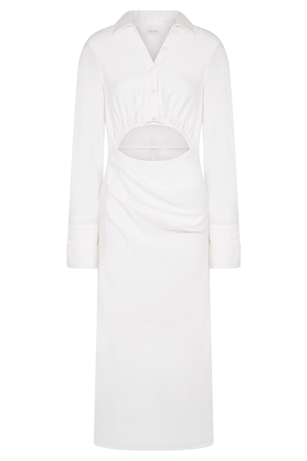 Cecilie Cut Out Shirt Midi Dress - White