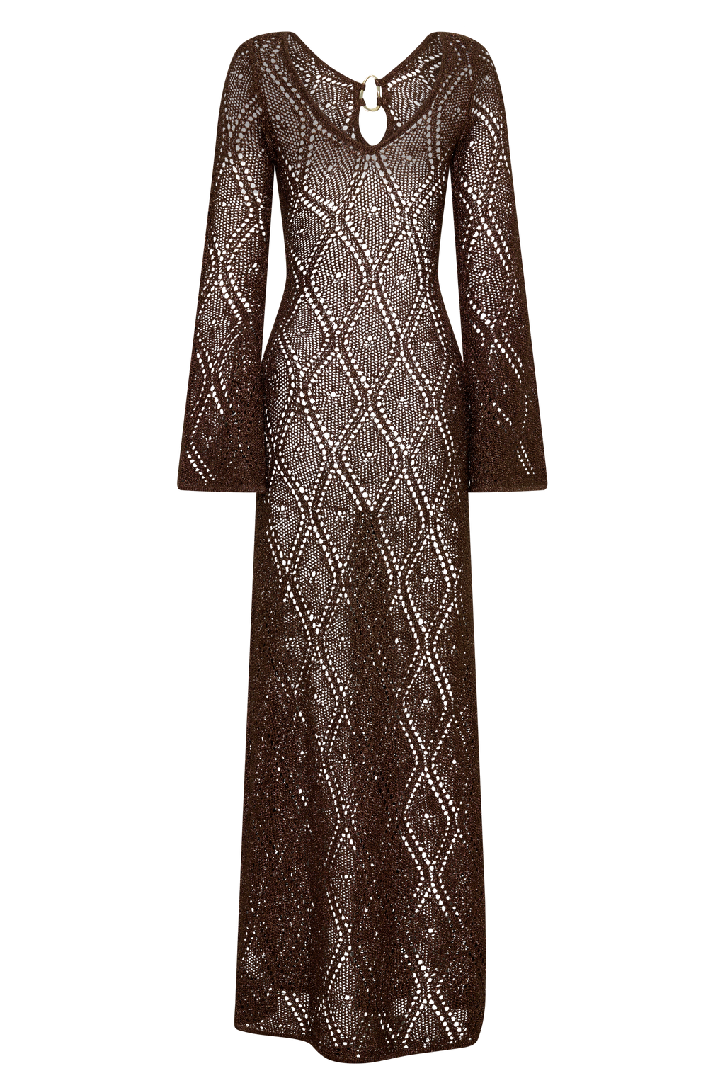 Chelsea Lurex Crochet Maxi Dress - Bronze